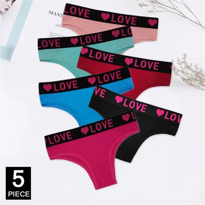 Culotte en coton sexy pour femme, sous-vêtement féminin, couleur unie, lingerie intime, 5 pièces/lot