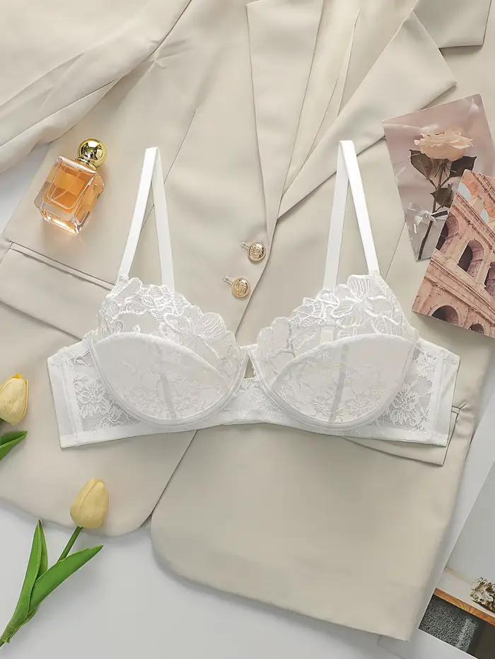 Soutien-gorge sexy en dentelle brodée pour femmes, avec armatures en acier, push-up, bretelles régla