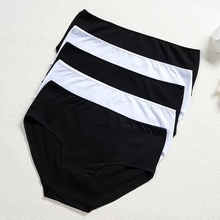 FINETOO 5 pièces culottes en coton femmes taille haute slips sous-vêtements sans couture caleçons re