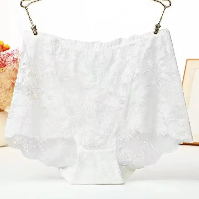 Sexy dentelle culottes femmes caleçons couleur unie grande taille taille haute slips respirant ascen