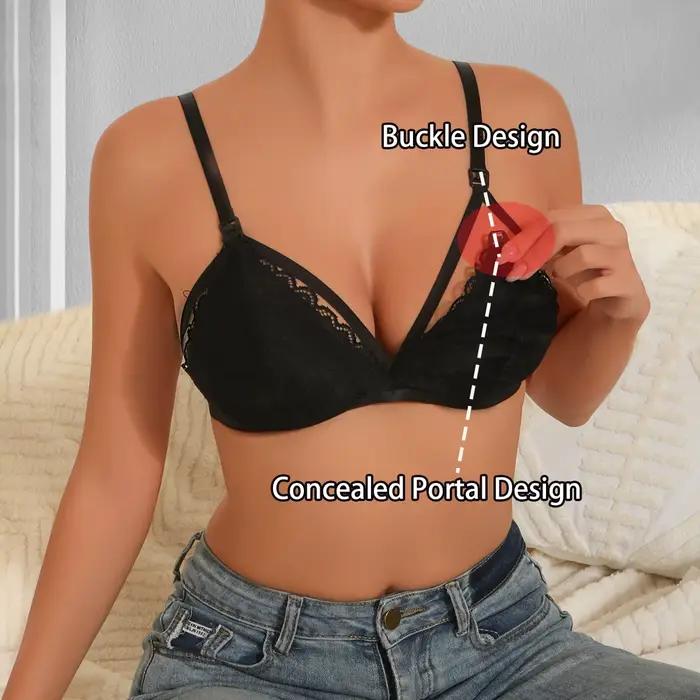 Soutien-gorge d'allaitement sans fil à ouverture frontale en dentelle pour femme enceinte, bralette 