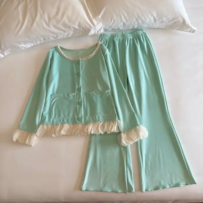Pyjama Double face en velours pour femme, vêtements chauds pour la maison, salon élégant, costume d'