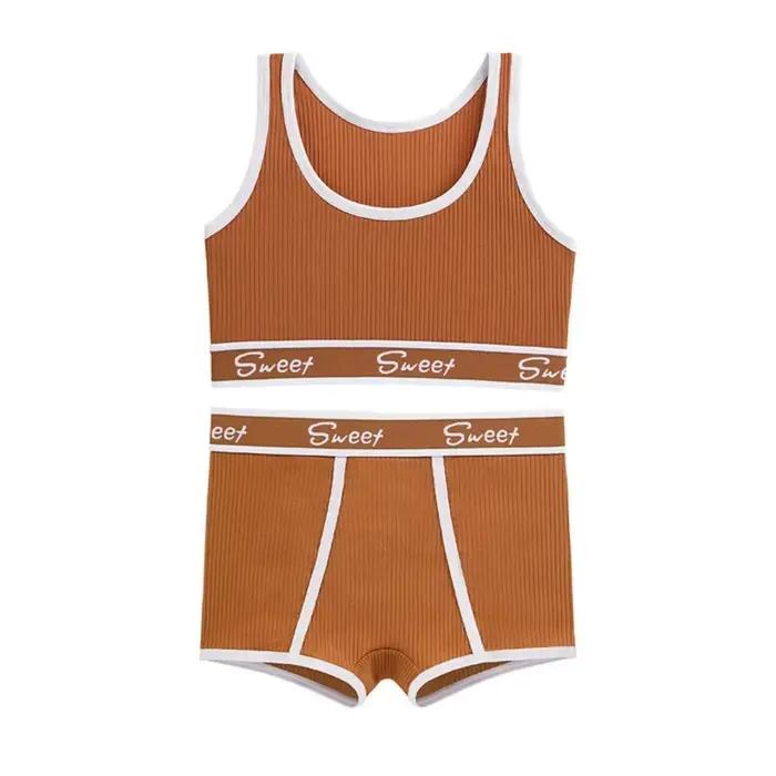 Ensemble de sous-vêtements confortables pour femmes, culotte en coton, soutien-gorge, culotte de séc
