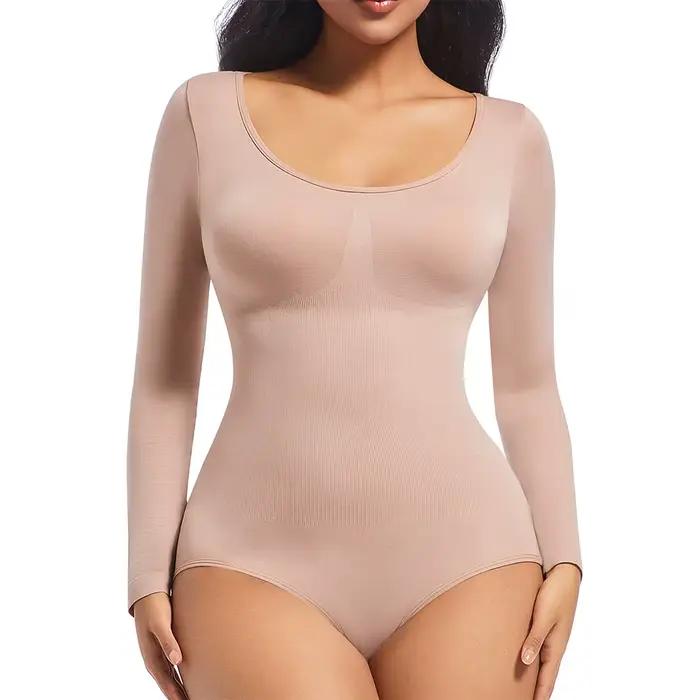 Combinaison de batterie sans couture pour femme, string shaper, corsets, manches longues, taille for