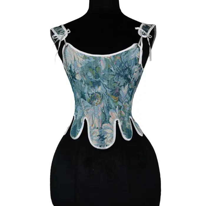 Corset serré pour femmes, Bustier pétale, surbuste, taille fine, Vintage, imprimé Floral, corsage à 