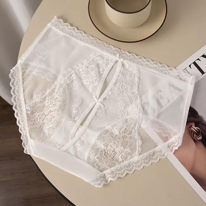 Culottes sexy pour femmes, fines, ajourées, avec nœud, transparentes, respirantes, sous-vêtements do