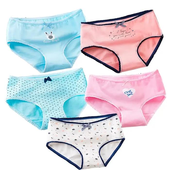 Lot de 5 culottes en coton pour femmes, sous-vêtements imprimés mignons, slips de dessin animé, ling
