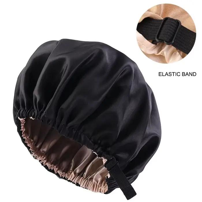 Nouveau bonnet de cheveux en Satin pour dormir, Invisible, plat, Imitation soie, rond, soins capilla
