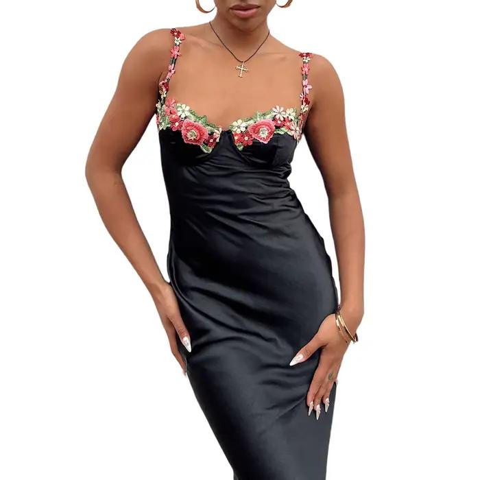 Robes Corset Sexy pour Femmes Y2k, Décolleté Plongeant, Bretelles Fines en Satin, Robes Moulantes Sa