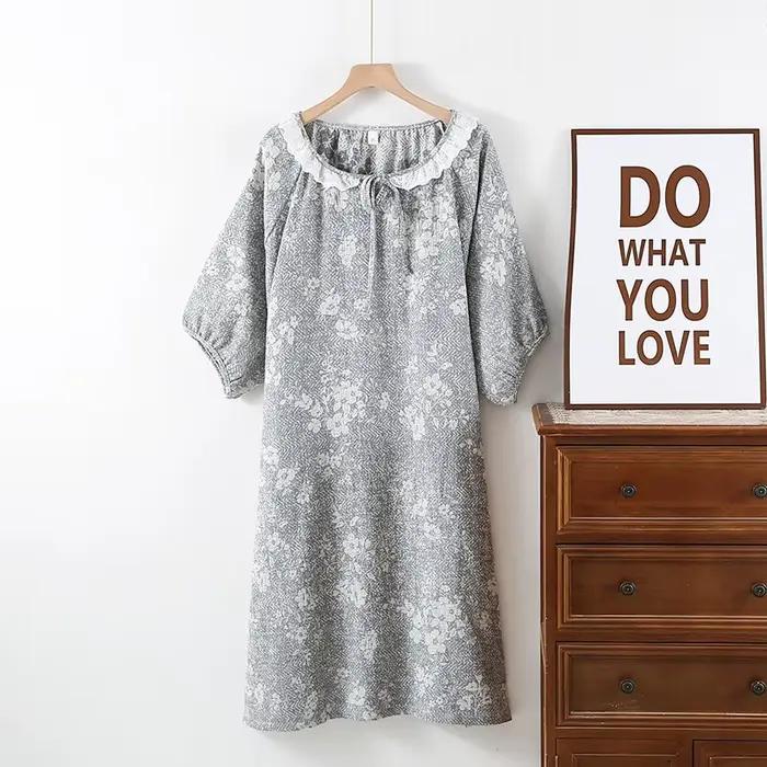 Robes de nuit pour femmes printemps et été mignon doux Style frais fibre décontracté vêtements de nu