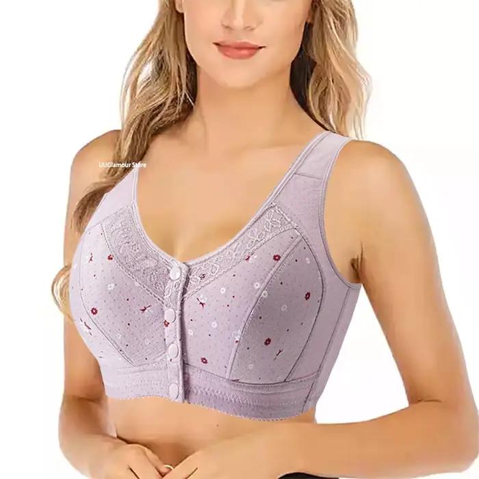 Soutien-gorge Push-Up confortable en coton pour femme, sous-vêtement sans armature, avec fermeture f
