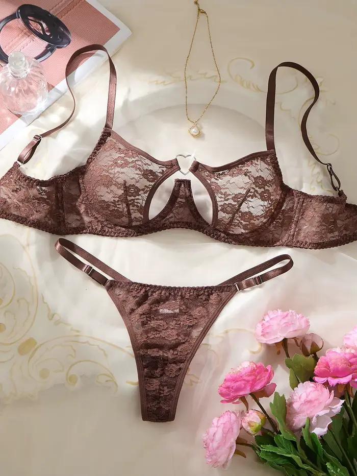 Ensemble soutien-gorge et culotte au Design élégant, avec boucle en cœur Unique, sous-vêtements conf