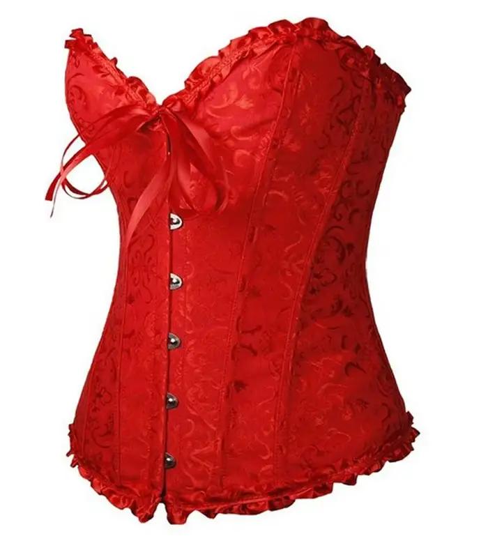 Sapubonva rouge Corset haut bustier femmes victorien Sexy blanc noir vert Vintage fleur surbuste gra