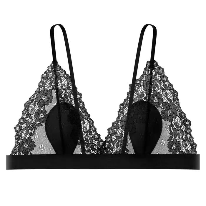 Bannirou-Soutien-gorge transparent en dentelle pour femme, sous-vêtement fin, lingerie sexy sans fil
