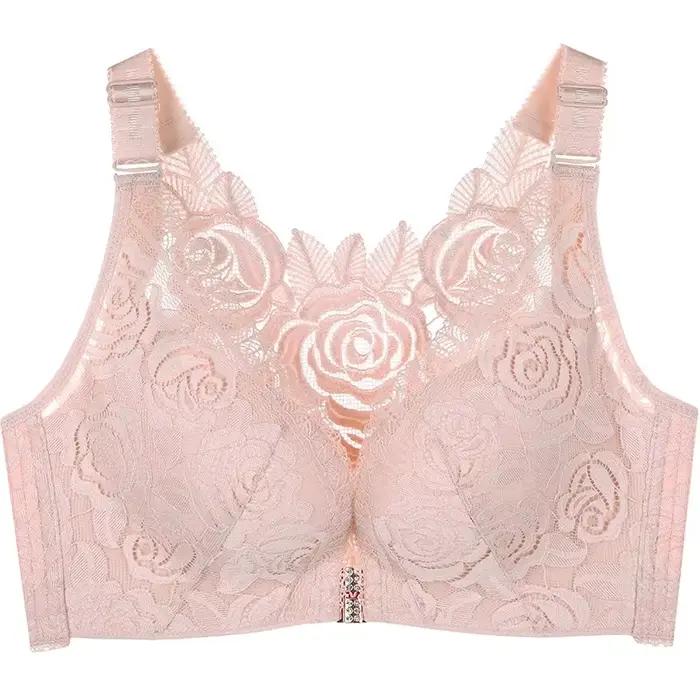 2025 Floral Secrets confort Rose soutien-gorge, fermeture avant dentelle confortable sans fil soutie