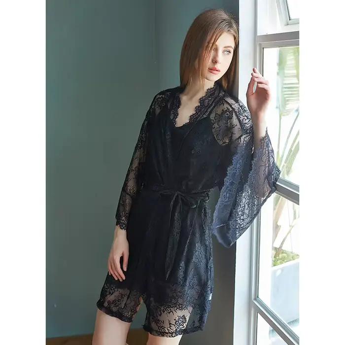 Nouveau fronde chemises de nuit vêtements de nuit deux pièces ensemble Sexy dos tenue de nuit femmes