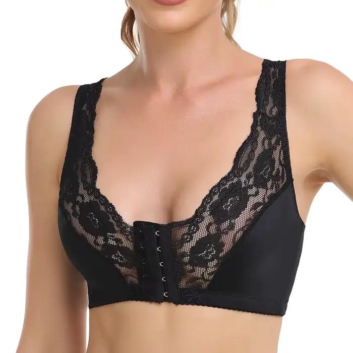 Soutien-gorge de sport dos nu pour femme, sans armatures, Version fine, minimiseur en dentelle, ferm