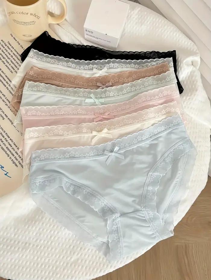 FINETOO 7 pièces femmes été Ultra-mince culottes Sexy sous-vêtements sans couture taille basse respi