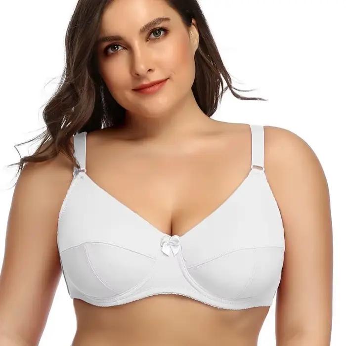 Beauwear-Soutien-gorge uni de grande taille avec fil pour femme, bralette non rembourrée pour gros s