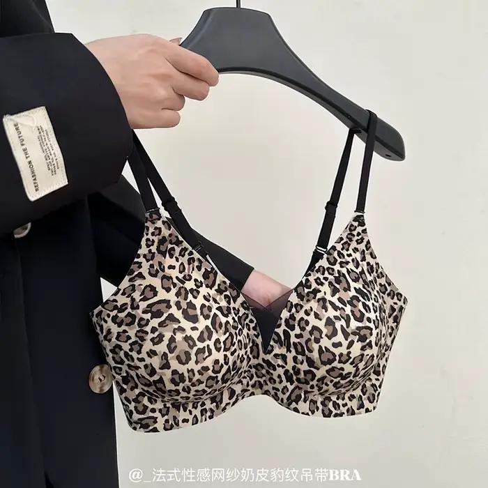 YUQI Soutien-gorge imprimé léopard – Ultra fin sans armatures, Bralette anti-affaissement, poitrine 