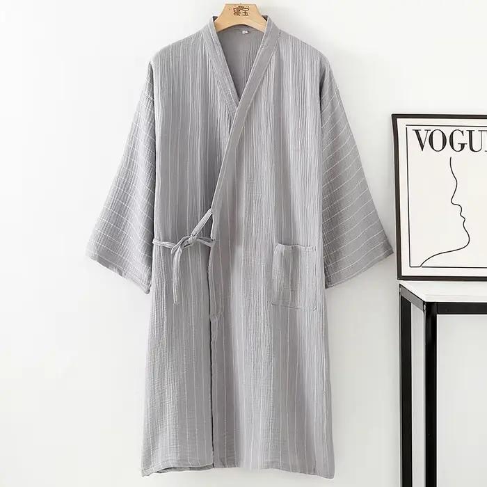 Kimono de Samouraï Traditionnel Japonais en Pur Coton pour Homme, Robe de Nuit, Tenue de Sauna, Long