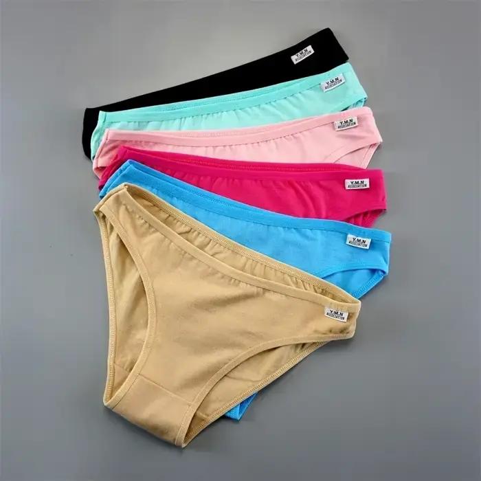 Lot de 3 culottes en coton pour femmes, sous-vêtements confortables, simples, couleur bonbon, livrai