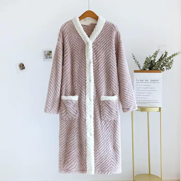 Automne hiver Robe de nuit femme corail velours hiver Robe épaissir chaud femmes peignoir flanelle a