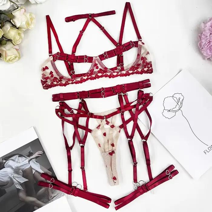 Ensemble de lingerie sensuelle avec soutien-gorge ouvert, push-up, non censuré, ensembles exotiques 