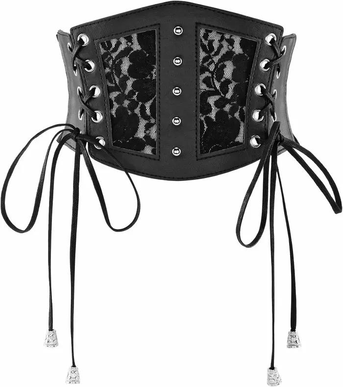 Ceinture Corset artificiel astique à Lacets pour Femme, Vêtement à Taille Large, Costume Gothique