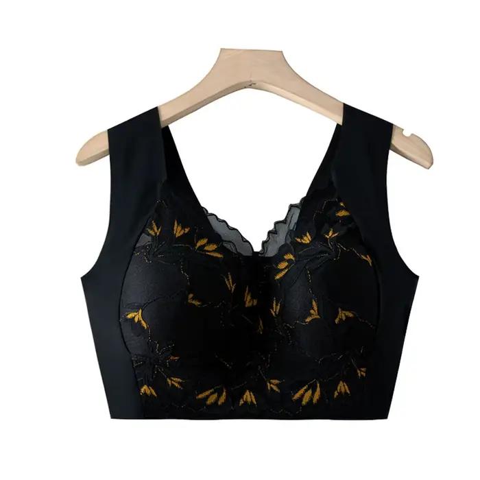 Soutien-gorge sans fil en dentelle confortable grande taille, ajusté, push-up, anti-affaissement, an