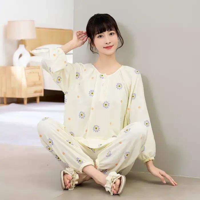 Vêtements de nuit pour femmes, ensembles de vêtements de nuit fins, confortables, simples, doux, déc