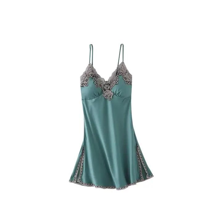 Ensembles de pyjamas en satin pour femmes avec coussinets de poitrine, vêtements de nuit sexy, pyjam