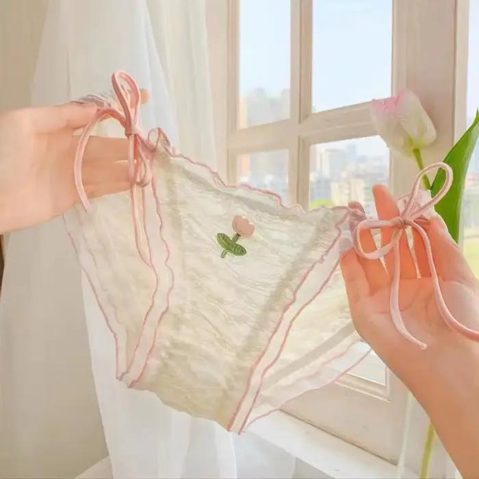 Sexy japonais filles Lingerie femmes culottes sous-vêtements haute fente Frenulum Ropa intérieur Fem