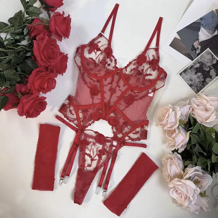 Superbe sous-vêtements Sexy femmes romantique miel vacances Boudoir Corset ensemble de Lingerie mari