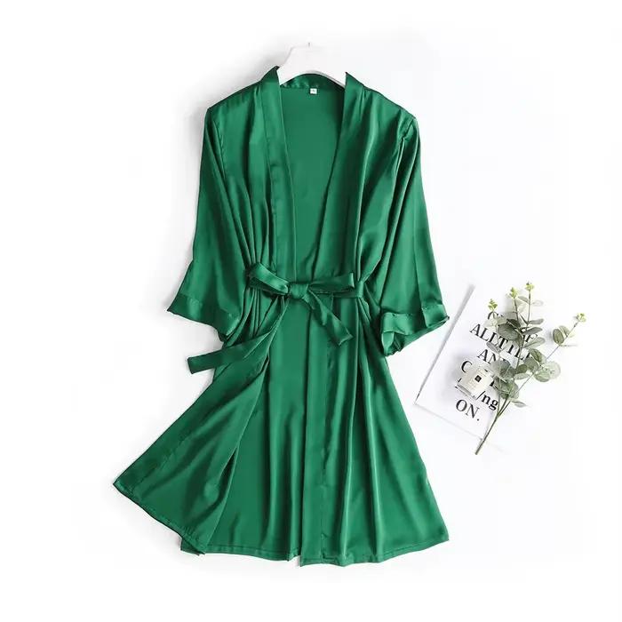 Robe de mariée blanche pour femme, peignoir de matin à manches 3/4, chemise de nuit ample, kimono en