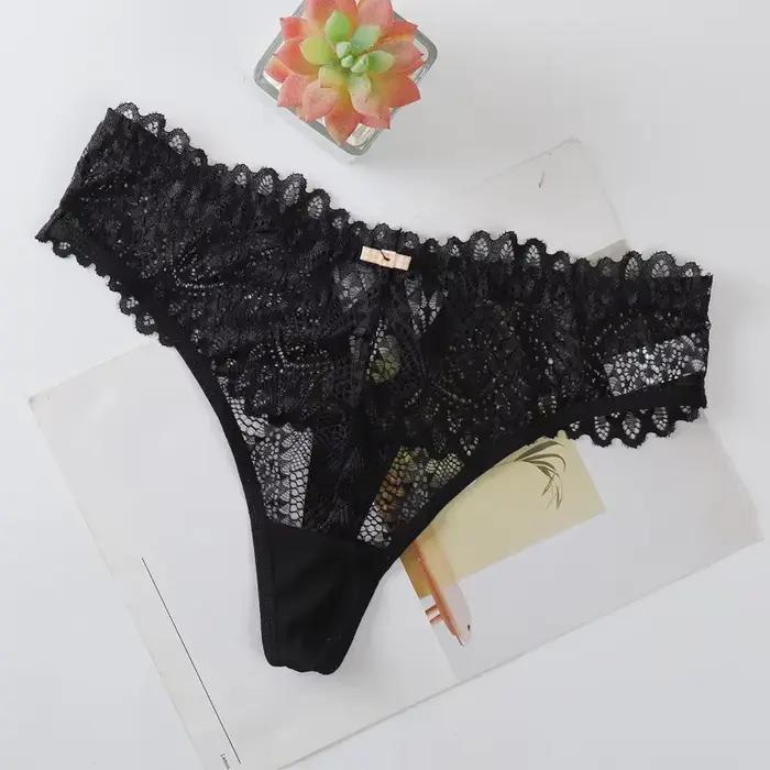 1 pièce String en dentelle pour femme, lingerie intime, T-back doux, Tangas Mujer, String sexy