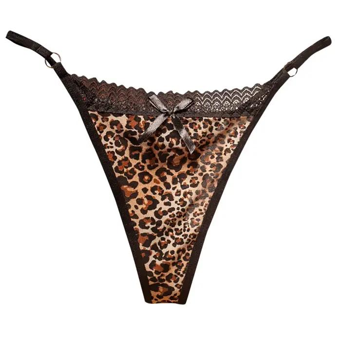 Culotte Léopard Sexy en Dentelle avec Nministériels d pour Femme, Lingerie Féminine, String Respiran