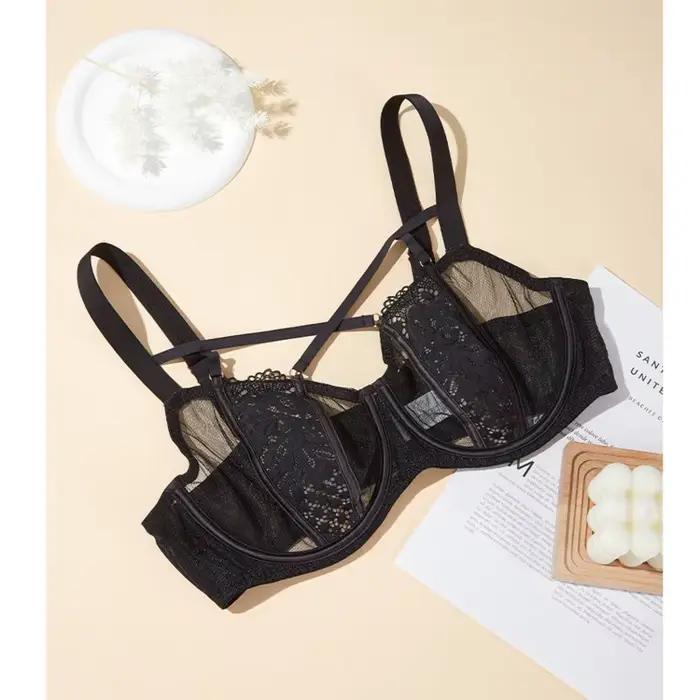 Soutien-gorge adhésif à bonnets couvrants grandes tailles pour femmes, en dentelle, noir, Bralette F