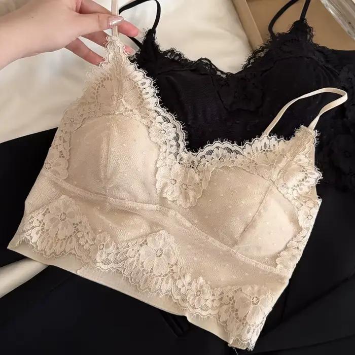 Nouveau soutien-gorge en dentelle française, style fin pour petites poitrines, avec fines bretelles,