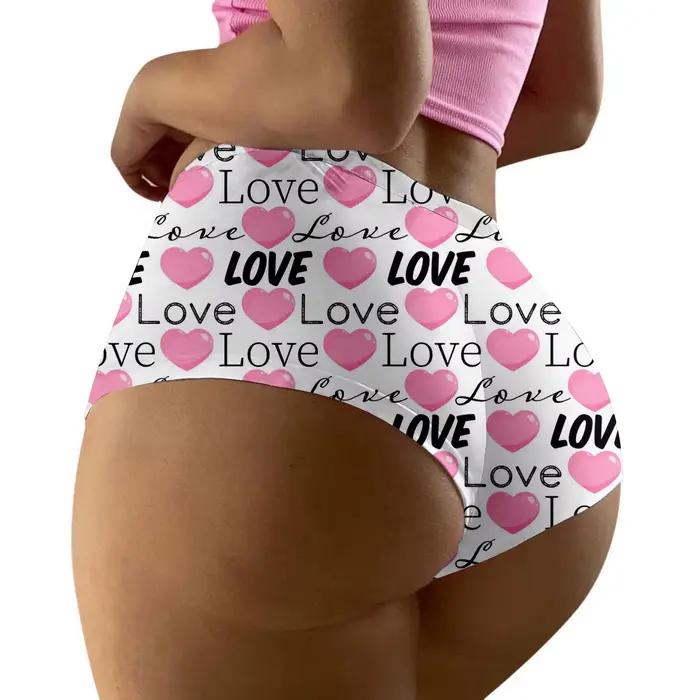 Culotte imprimée pour la saint-valentin pour femmes, sous-vêtements respirants, slip taille haute, L