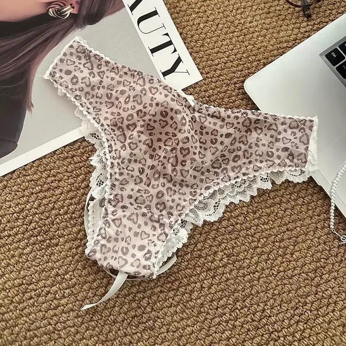 Culottes pour femmes taille basse sexy en pur coton avec dentelle, transparentes, ajourées, nœud pap