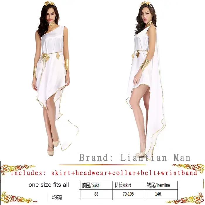 Robe longue de scène style déesse grecque et reine égyptienne blanche, avec découpes, nouveau style 
