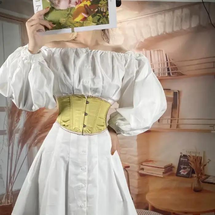 Corset court en Satin sous le buste pour femmes, ceinture amincissante, Bustier Vintage, entraîneur 