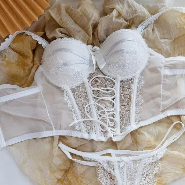Japon Sexy ensemble de Lingerie Lolita Kawaii rose blanc à lacets adulte Cosplay femmes soutien-gorg