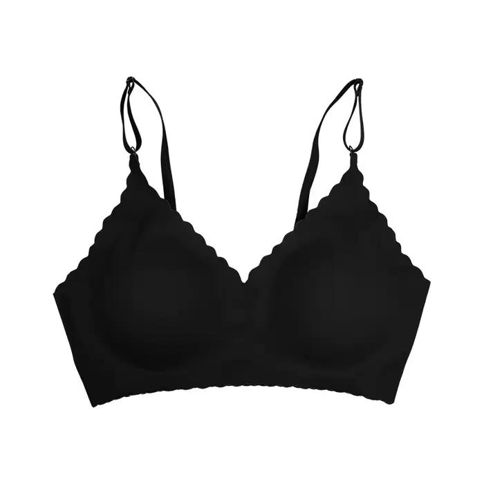 Offre spéciale 9 couleurs soutien-gorge confortable sans fil rembourré bord ondulé corée découpe Las