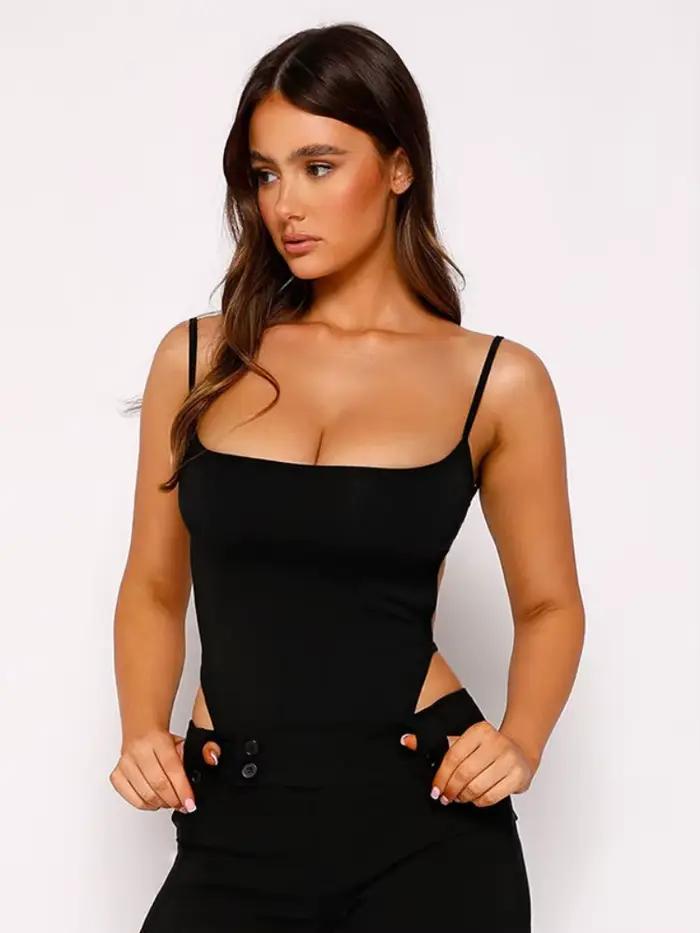 Corset dos nu noir pour femme, costume de batterie mince, lingerie sexy, haut patchwork, vêtements d