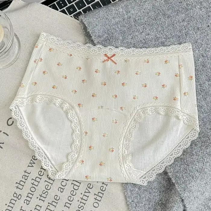 Culottes en coton à nœud floral, sous-vêtements à rayures quadrillées pour femmes, culottes en dente