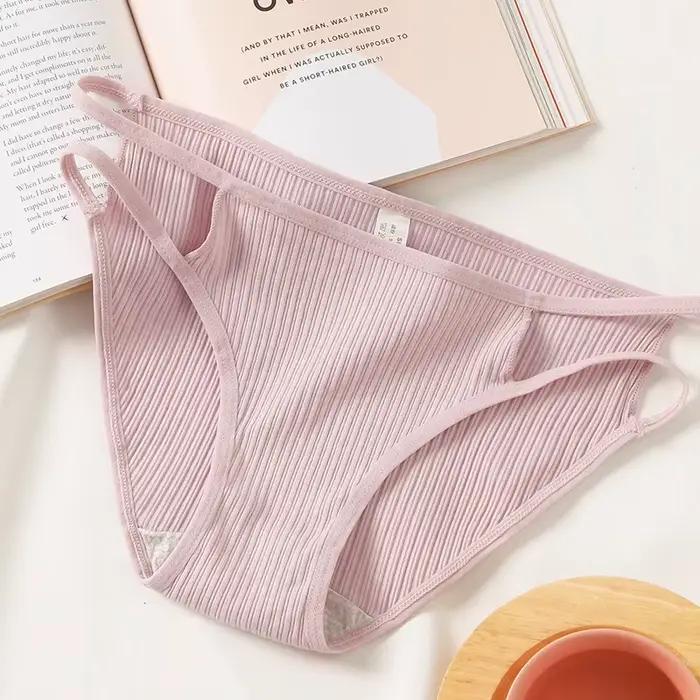 Culottes en coton slips femmes Lingerie Sexy sous-vêtements féminins couleur unie évider sous-vêteme