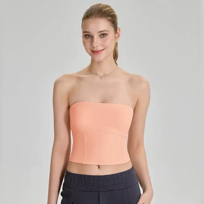 Brassière de yoga sans bretelles pour femme, avec dos antidérapant, débardeur respirant pour le fitn