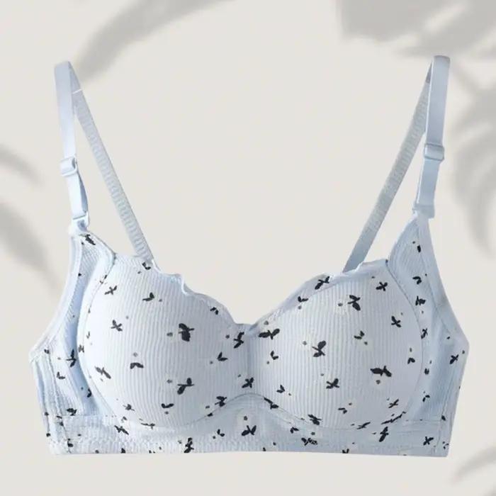 Lingerie confortable à imprimé floral pour femmes, sans jantes en acier, petite poitrine, rassemblem